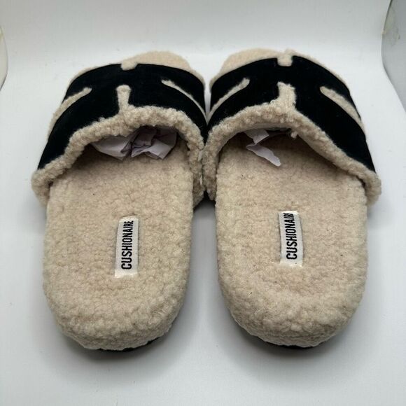 CUSHIONAIRE Women's Cuddle Fur Faux Shearling lined slide sandal +Memory Foam 8. - Picture 4 of 7
